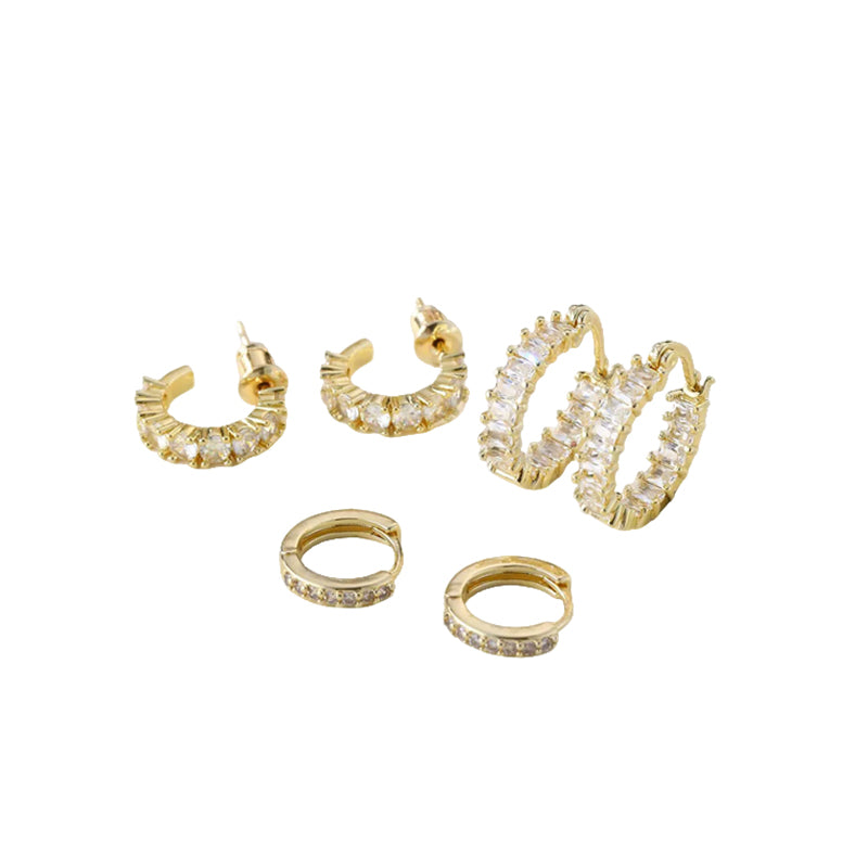 14K Gold-Plated Hoop Earrings Gold Plated Earring Set