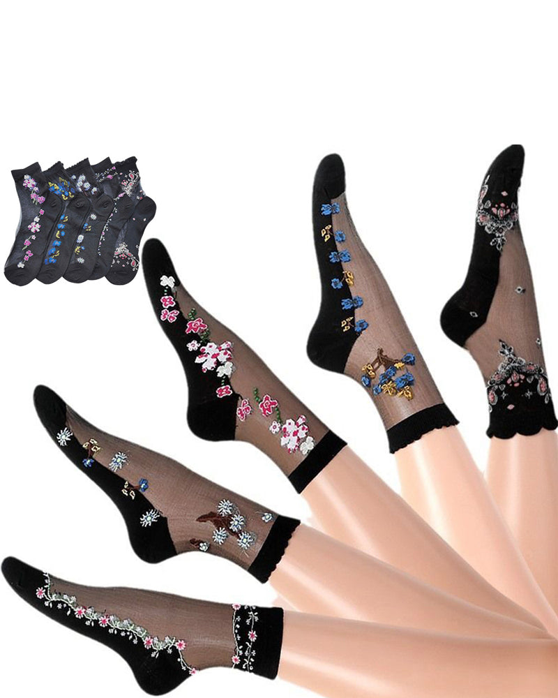 Vibrant Floral Patterned Glass Socks