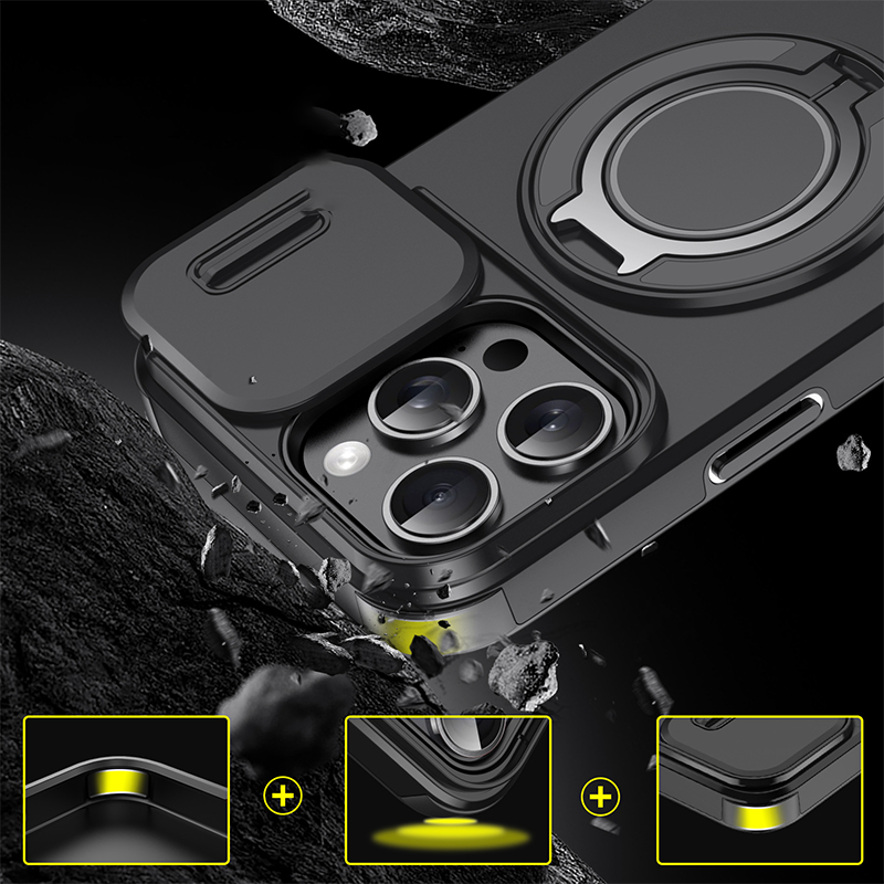 Heavy-Duty Phone Case with Built-In Ring Stand & Camera Cover