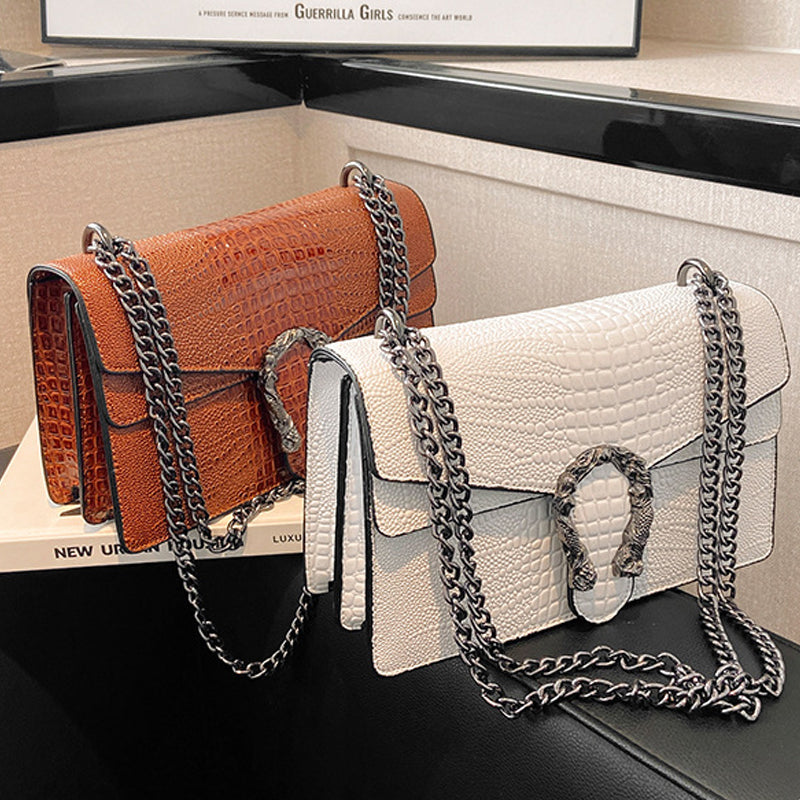 Women's Elegant Crocodile Embossed Square Bag