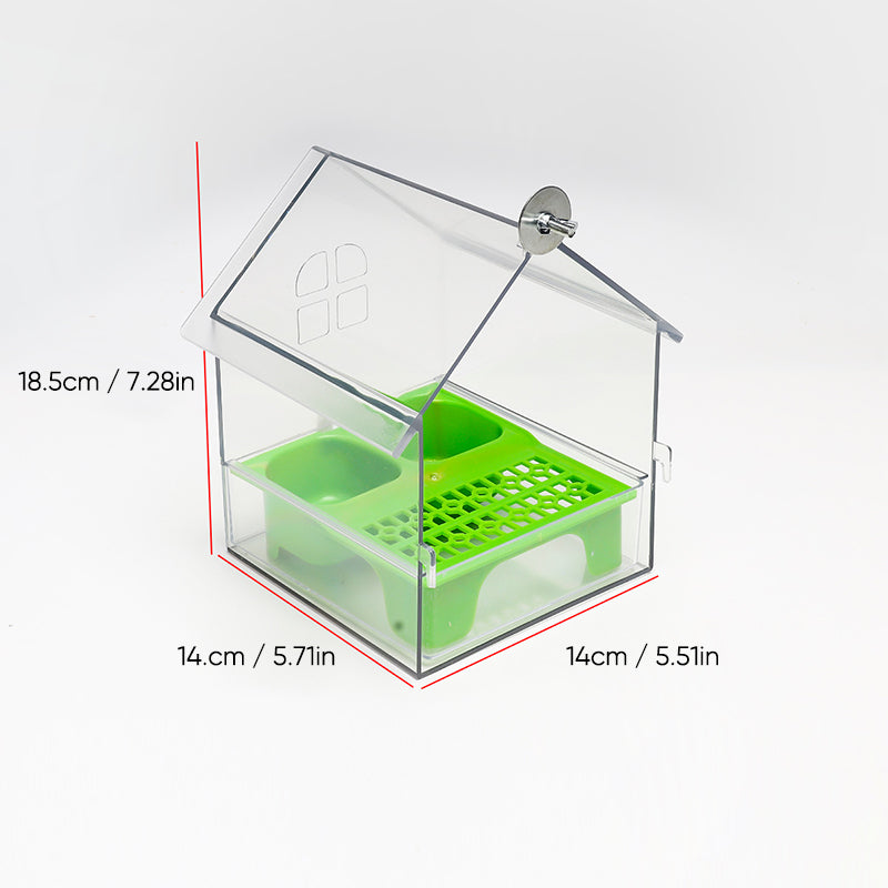 Transparent Bird Feeder with Roof Design