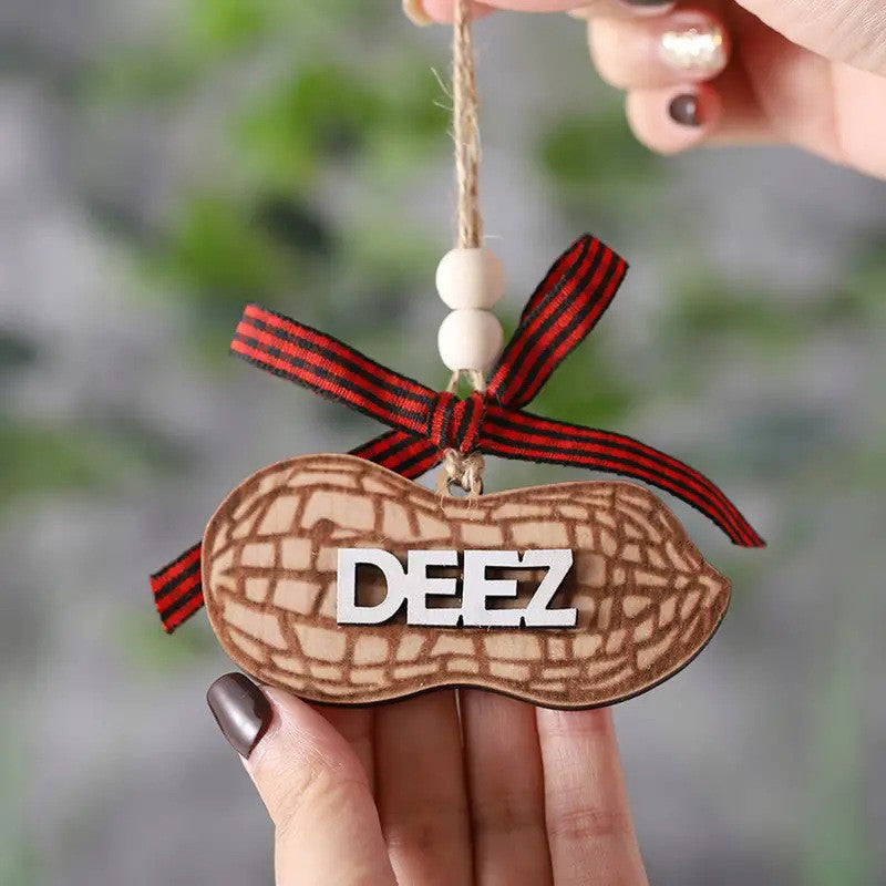 Wooden Peanut Shaped Car Hanging Ornament