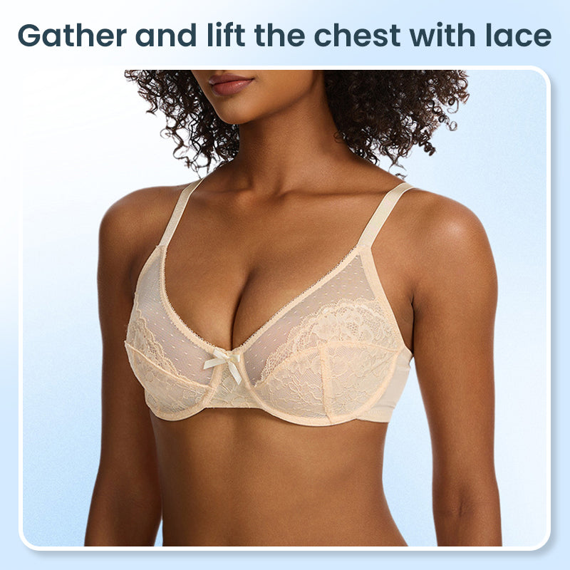 Floral Lace Breathable Mesh Comfort Bra