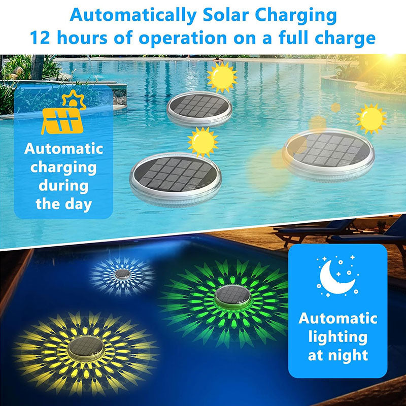 2 PCS - Timer Function Solar-Powered Pool Light with 3 Brightness Levels & 9 Colors