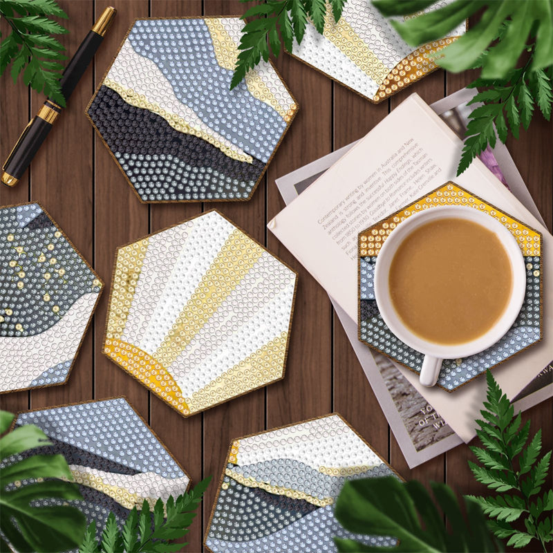 7pcs/Set Cup Coasters Stackable DIY Honeycomb Shape Cup Mat