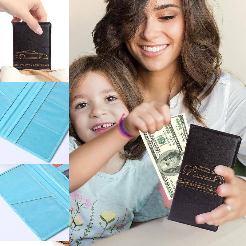 Car Insurance & License Leather Holder Wallet