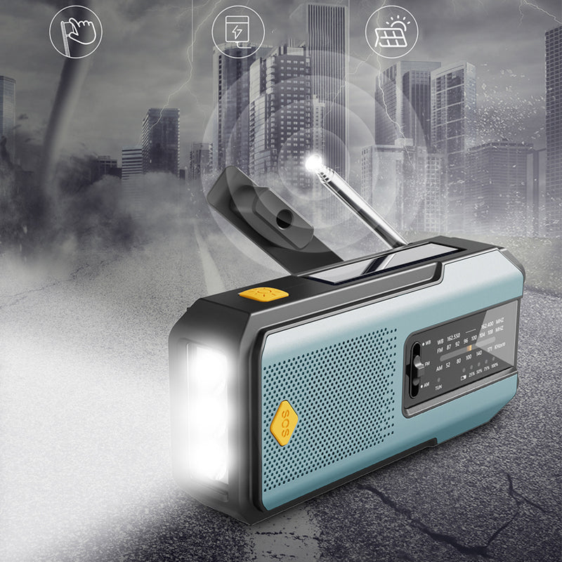 Hand Crank & Solar Emergency Weather Radio with Power Bank & LED