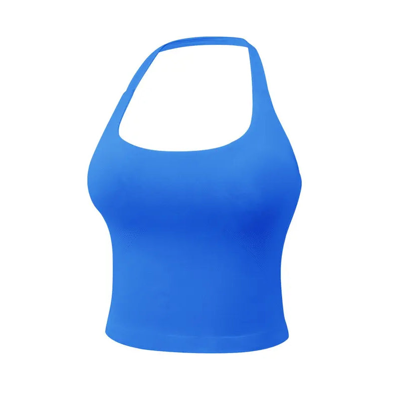 Women's Solid Removable Chest Pad Sports Tank Top
