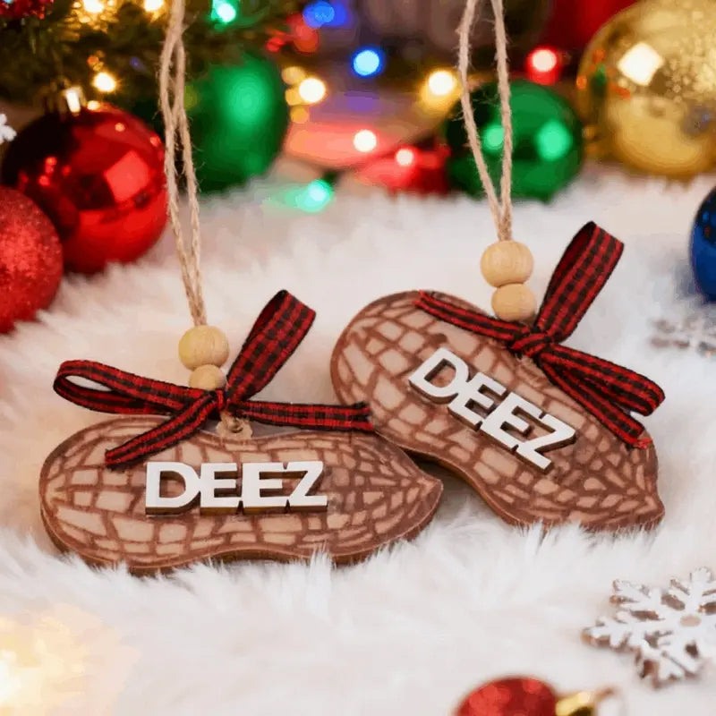 Wooden Peanut Shaped Car Hanging Ornament