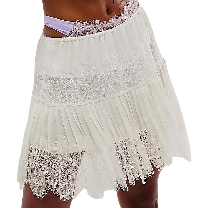 Elegant High-Waist Lace Skirt