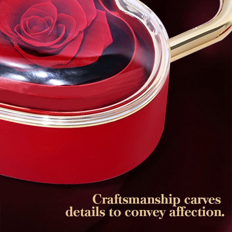 Heart Lock Flip Rose Jewelry Box – Premium Eternal Flower Valentine Gift Box