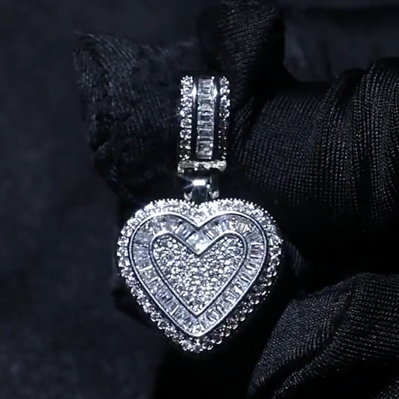 Hip Hop Heart Necklace for Women and Men