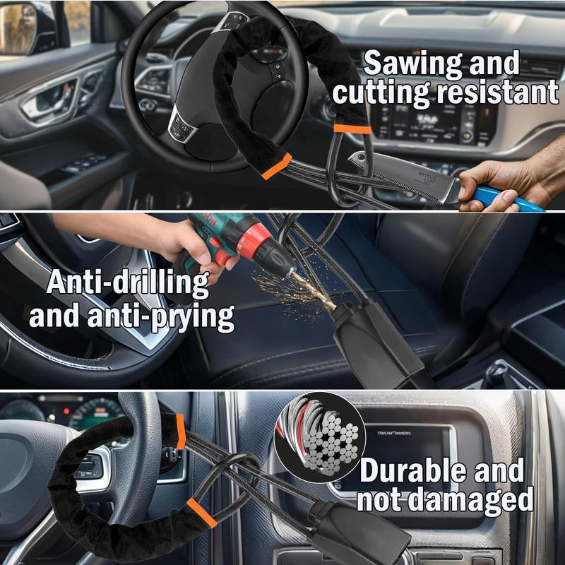 Steering Wheel Lock, Universal Anti Theft Car Device Prevention with 2 Keys