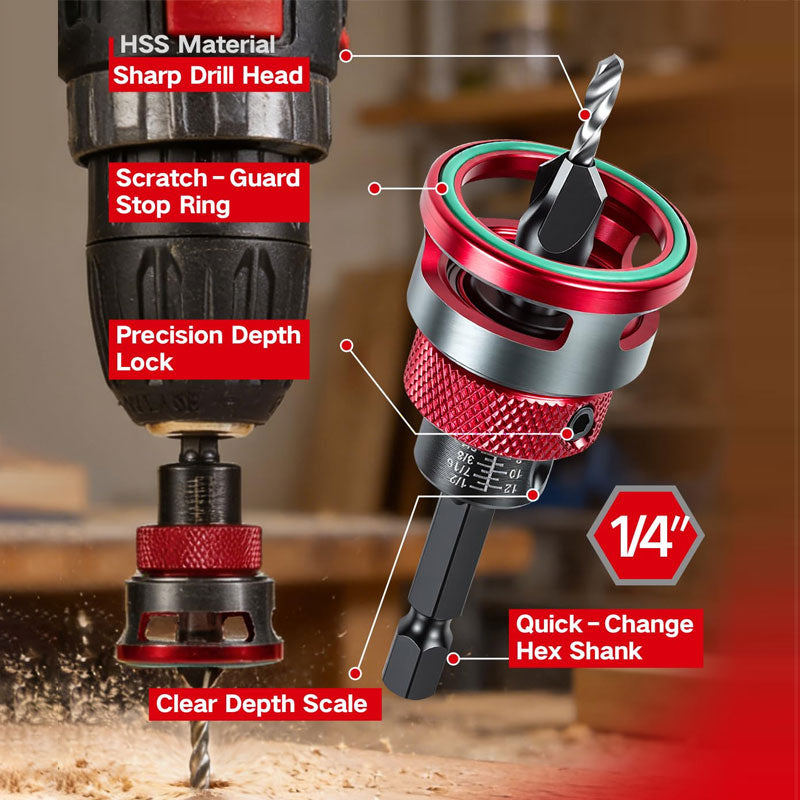 Adjustable Woodworking Countersink Drill Bit Set