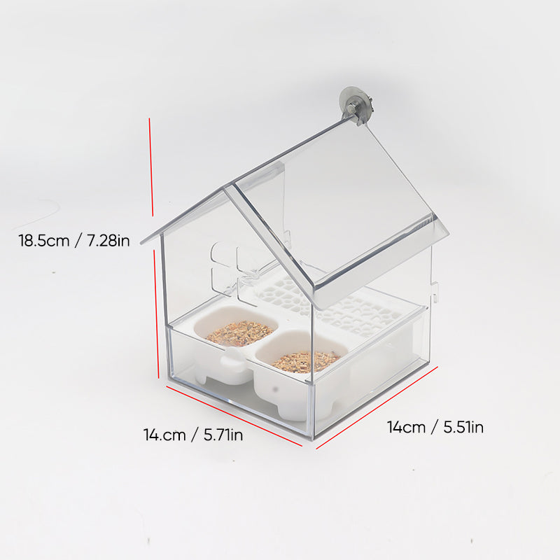 Transparent Bird Feeder with Roof Design