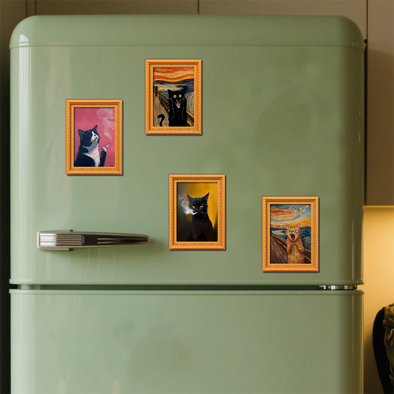Funny Cat Art Fridge Magnets
