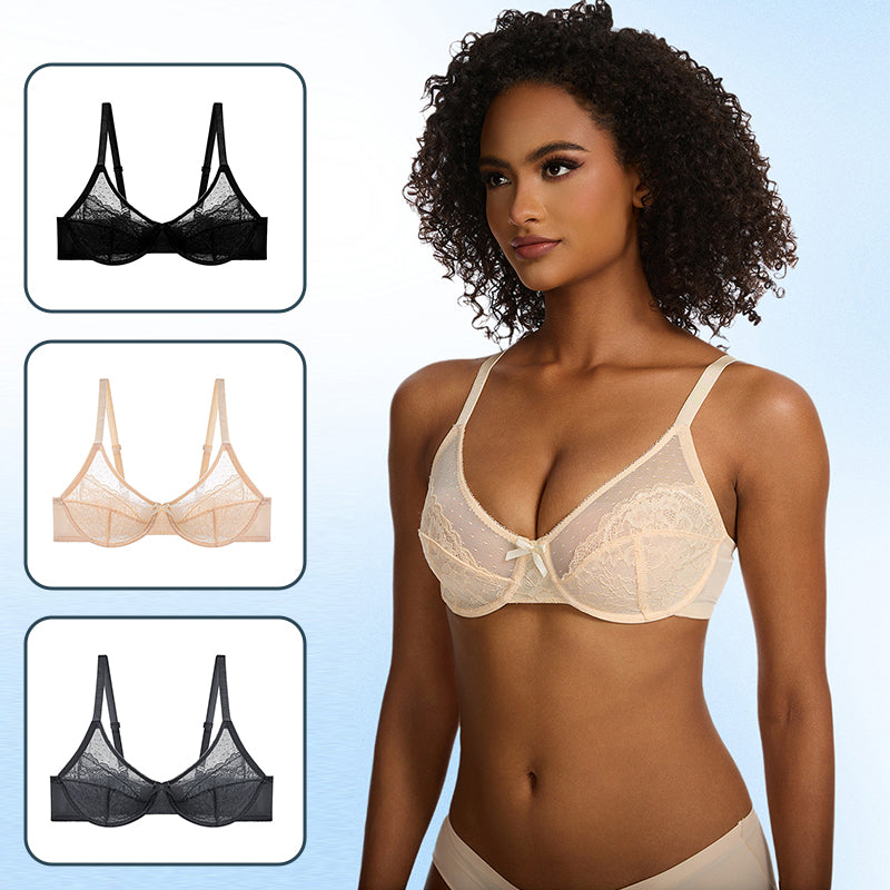Floral Lace Breathable Mesh Comfort Bra