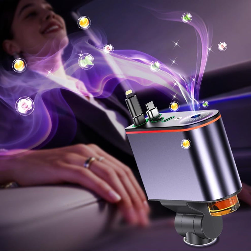 Retractable 5-in-1 Car Charger with Aromatherapy Diffuser
