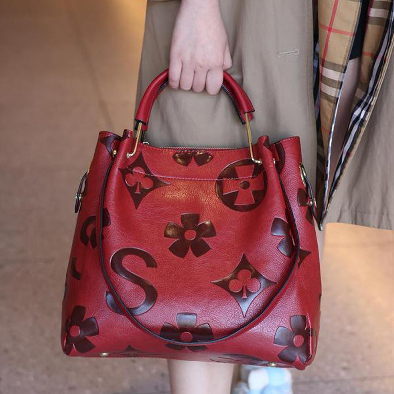 Women's Fashionable Floral Embossed Handbag