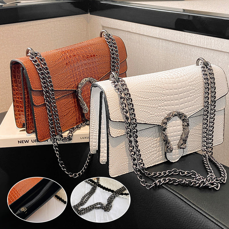 Women's Elegant Crocodile Embossed Square Bag
