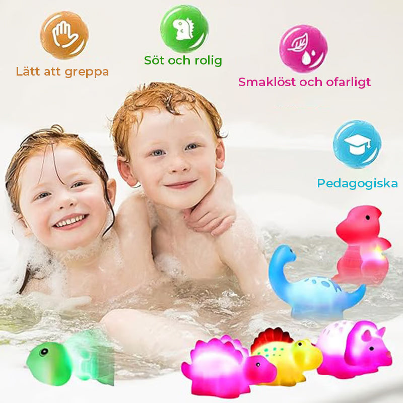 Glödande dinosaurieformade badleksak