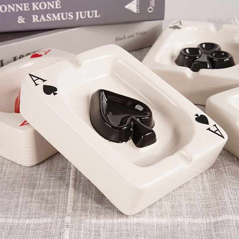 Creative Poker Ceramic Ashtray Set
