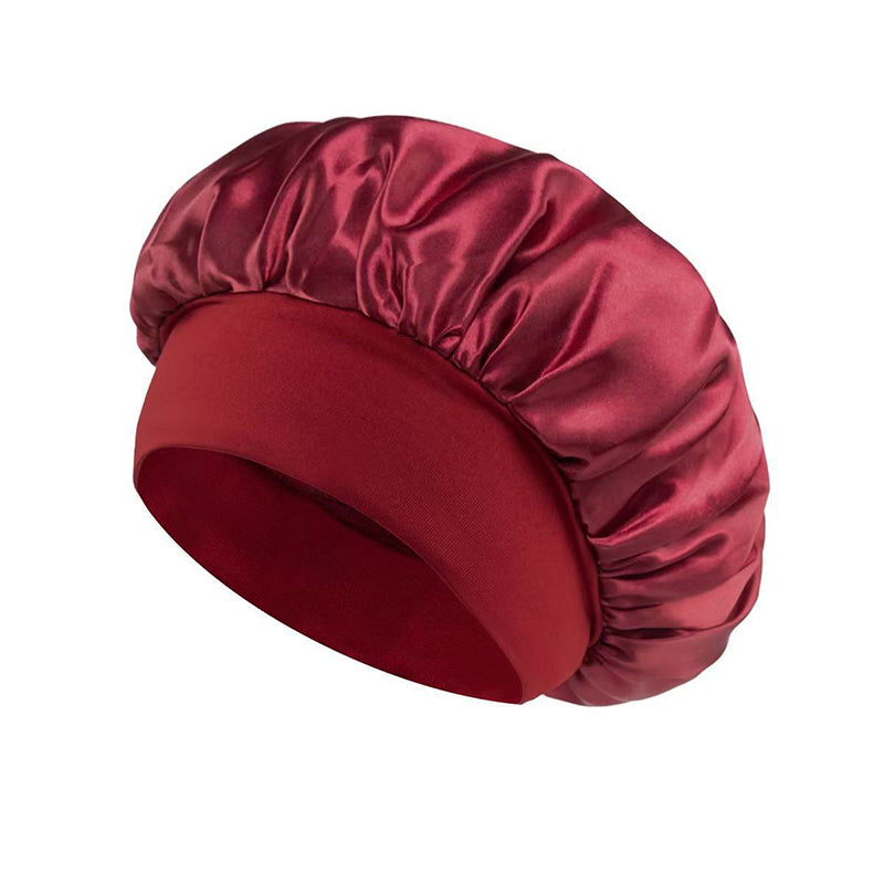 Breathable Silk Satin Sleep Bonnet with Elastic Wide Band