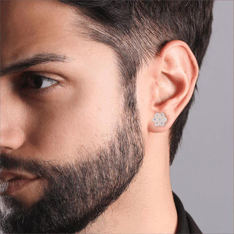 Diamond Flower Earrings-Pair