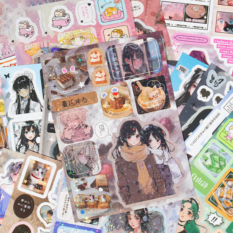 Romantic Memories Vintage Manga & Showa Style Die-cut Sticker Book