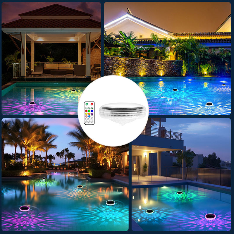 2 PCS - Timer Function Solar-Powered Pool Light with 3 Brightness Levels & 9 Colors