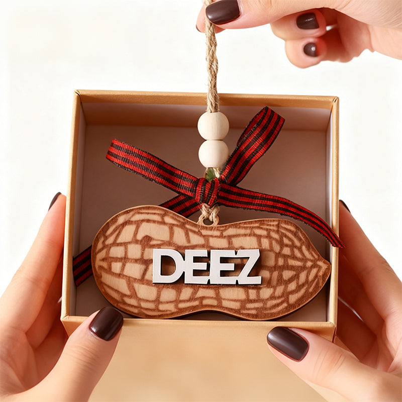 Wooden Peanut Shaped Car Hanging Ornament