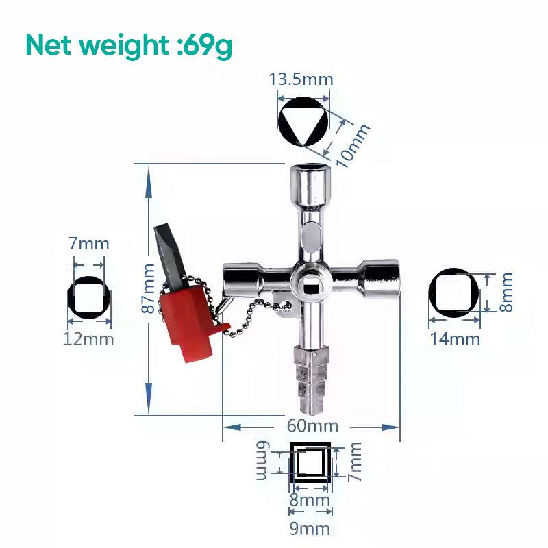 4 Way Sillcock Key with Bit