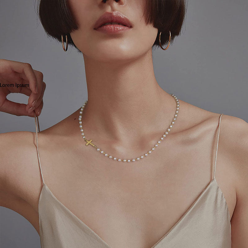 Cross Pearl Necklace