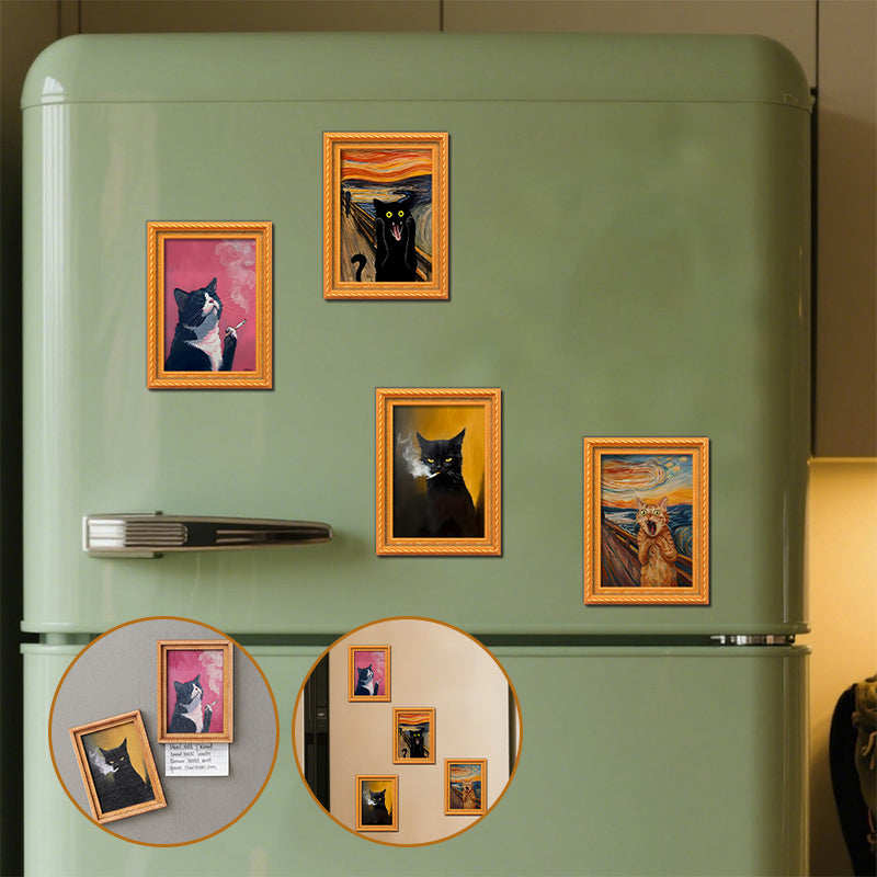 Funny Cat Art Fridge Magnets