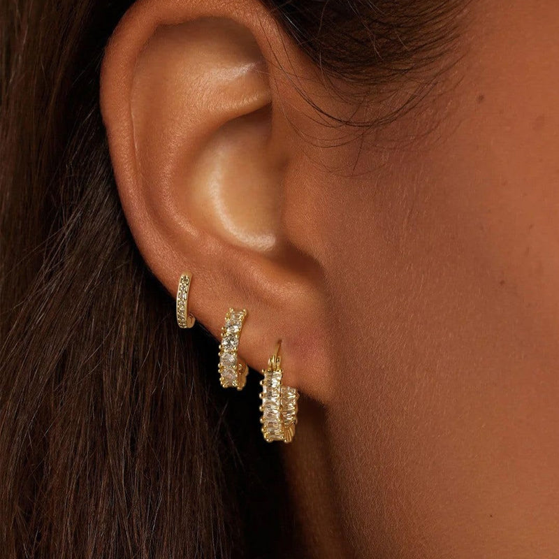 14K Gold-Plated Hoop Earrings Gold Plated Earring Set