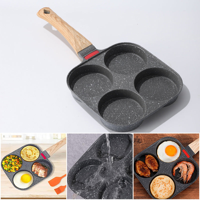 4-Hole Non-Stick Egg Frying Pan with Handle