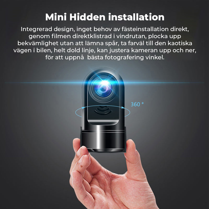 1080P HD 360° Roterande Mini ADAS Dashcam