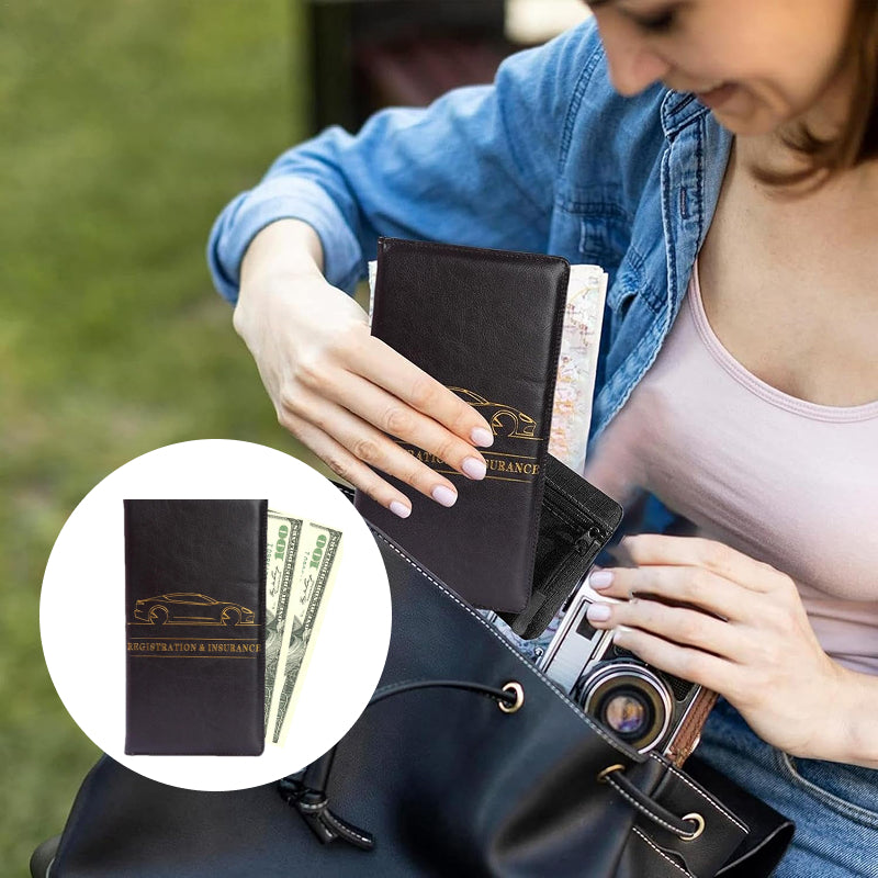 Car Insurance & License Leather Holder Wallet