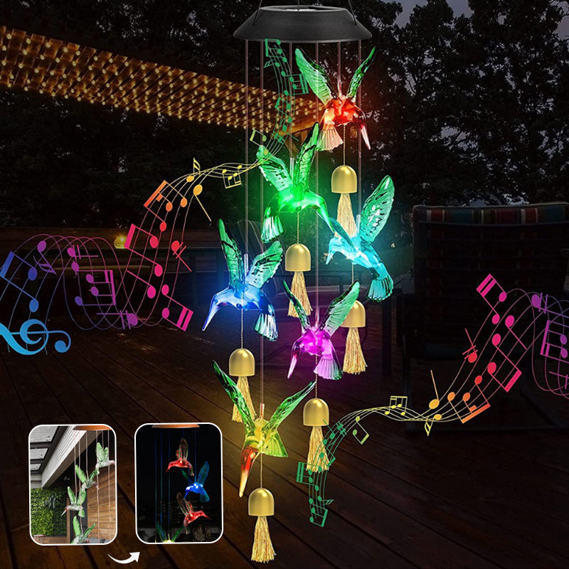 Solar-Powered Hummingbird Wind Chime
