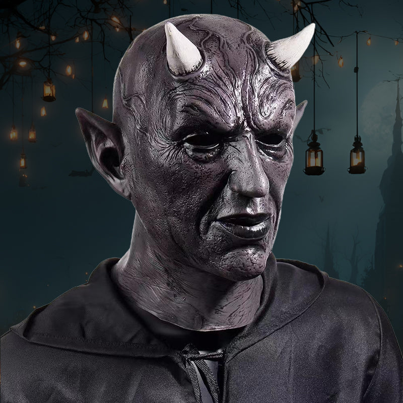 Ultra-Realistic Halloween Horned Demon Mask