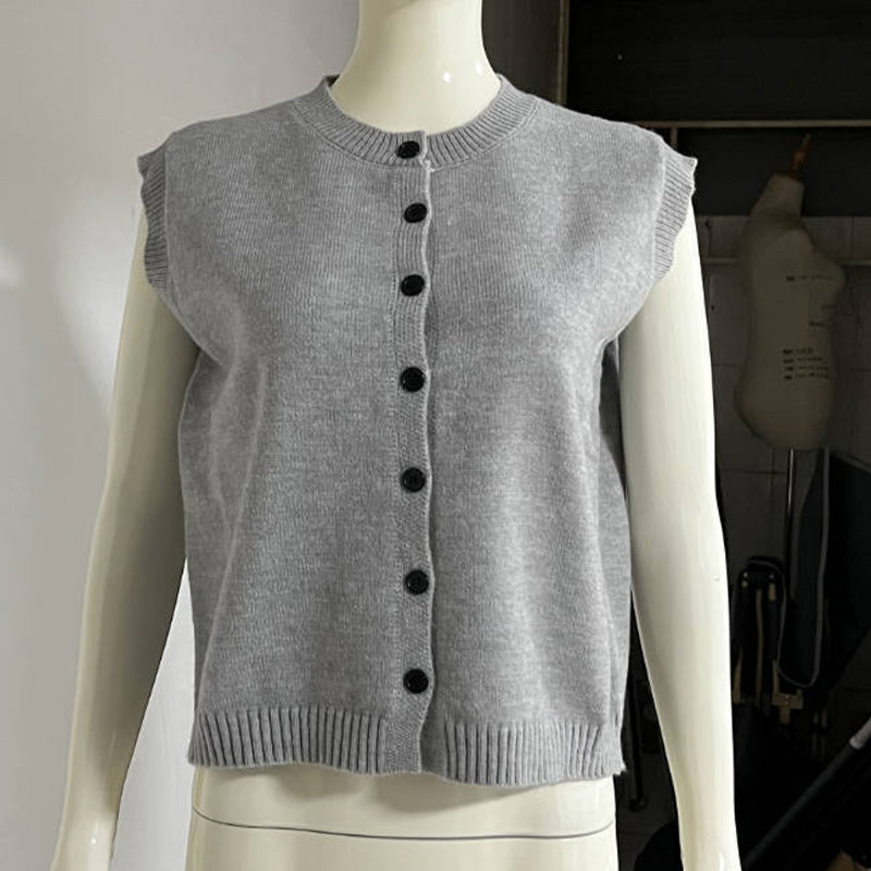 Women's Plain Button Sweater Vest