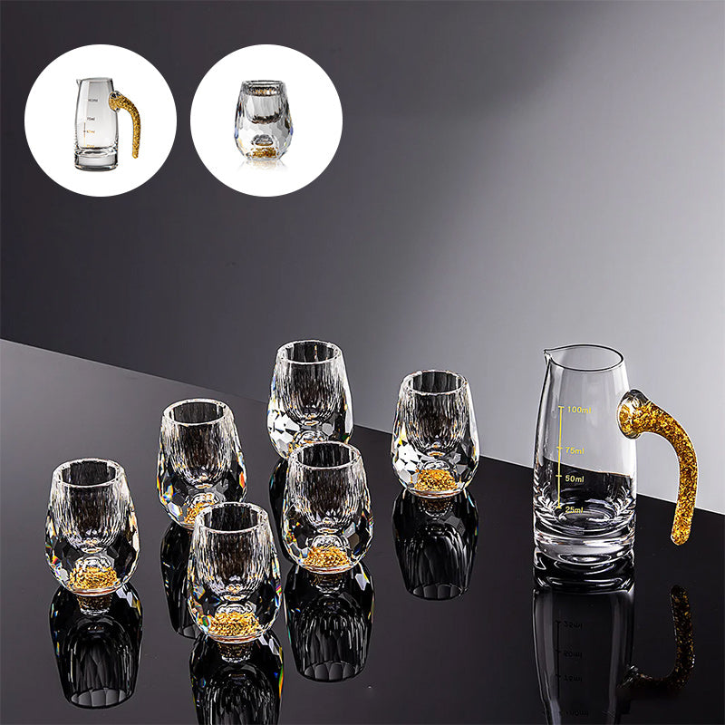 3D Glacier Whiskeyglas Cup Crystal Gold Foil Shotglas