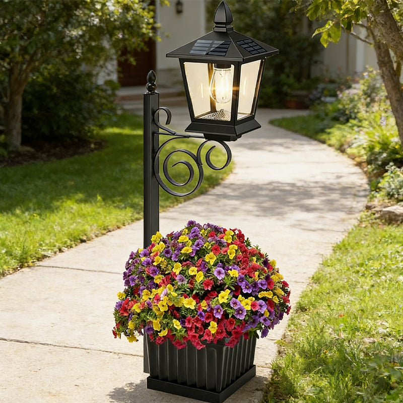 2-in-1 Solar Post Light with Planter