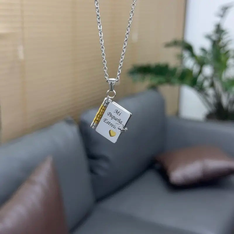 English/Spanish - My Little Star Book Necklace for Daughter