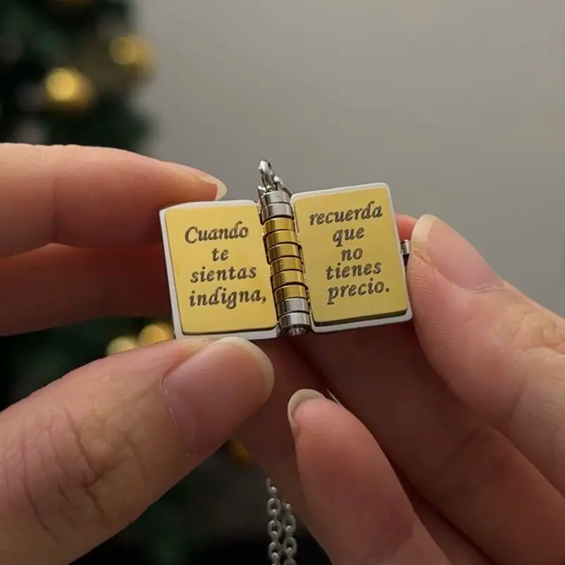 English/Spanish - My Little Star Book Necklace for Daughter