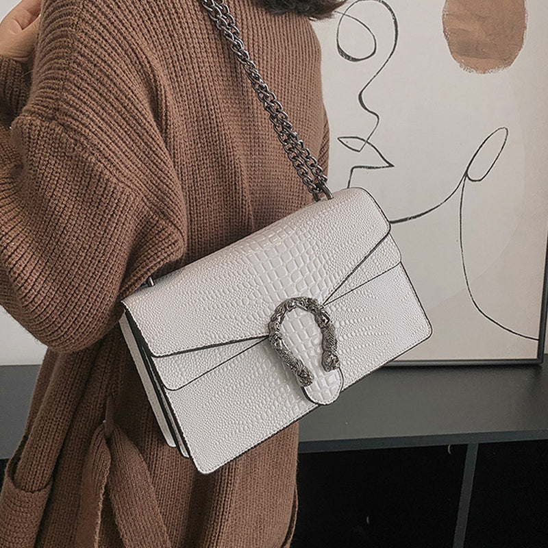 Women's Elegant Crocodile Embossed Square Bag