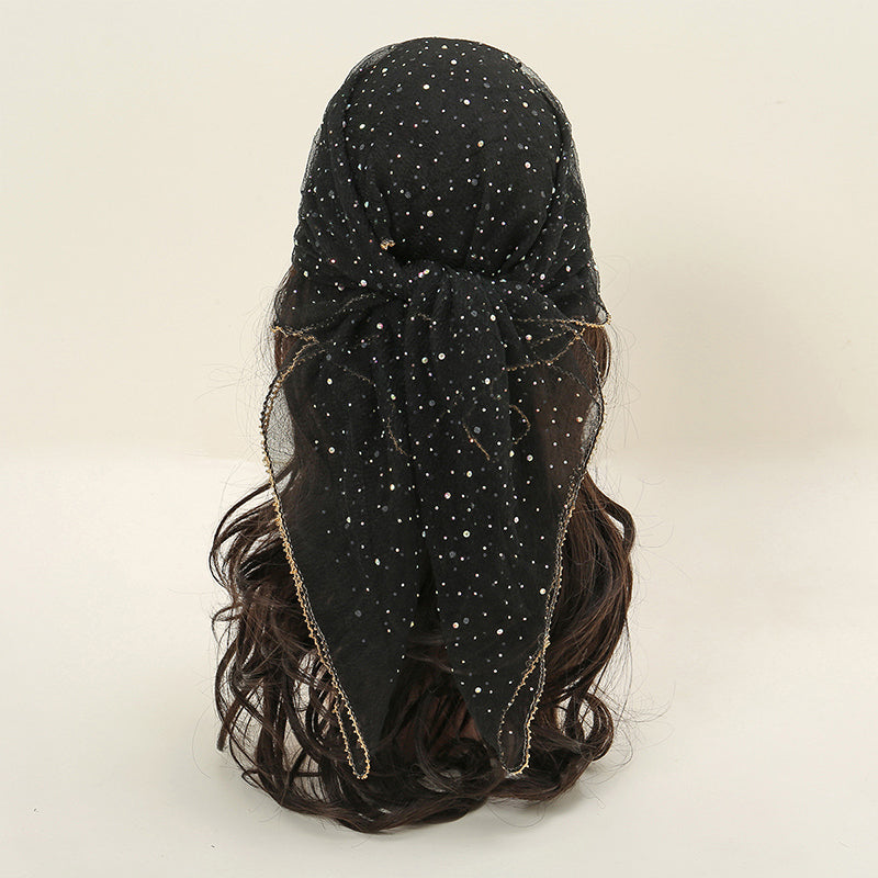 Women's Glitter Decor Head Scarf