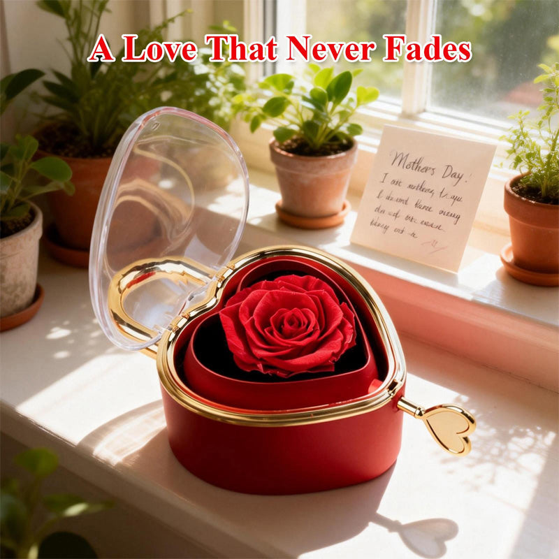Heart Lock Flip Rose Jewelry Box – Premium Eternal Flower Valentine Gift Box