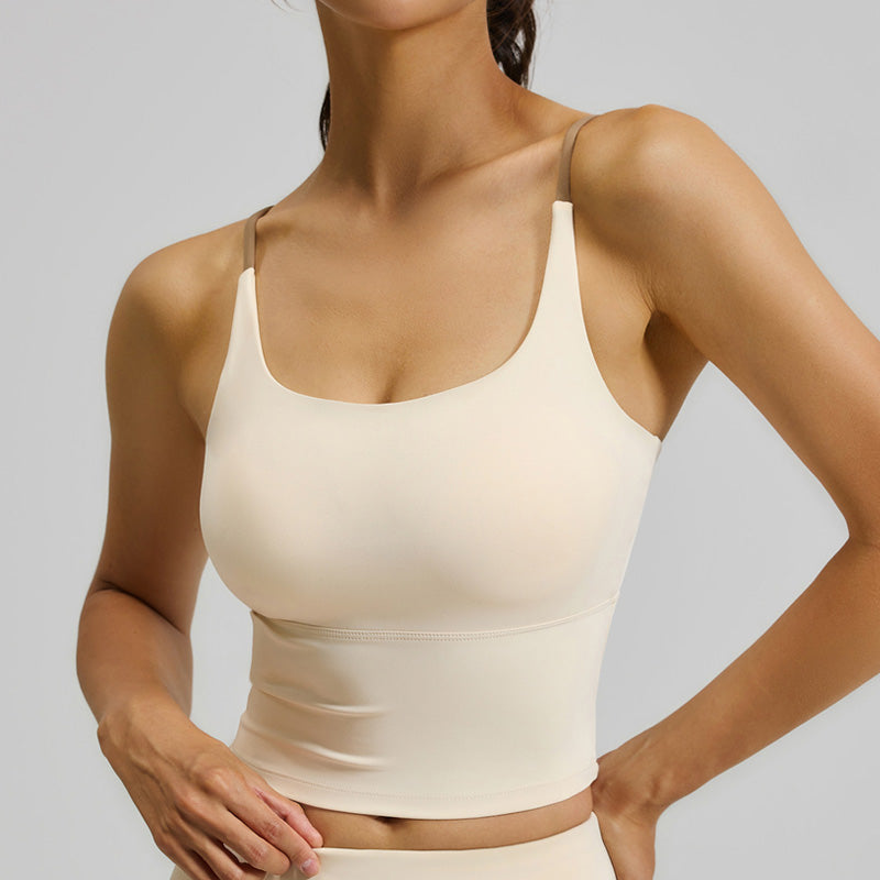 2-in-1 Seamless High-Elastic Sports Camisole with Built-in Bra & Criss-Cross Back
