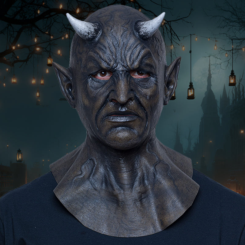 Ultra-Realistic Halloween Horned Demon Mask